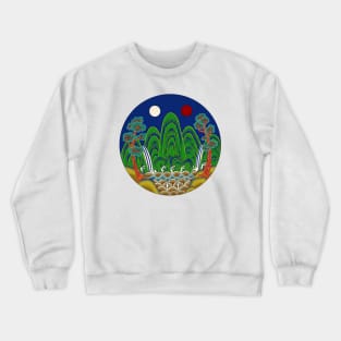 Minhwa: Sun, Moon and 5 Peaks: King's painting C_1 Type (Korean traditional/folk art) Crewneck Sweatshirt